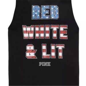 Victorias Secret PINK ‘Red, White & Lit’ 4th of July Stars Mesh Muscle Tank Top